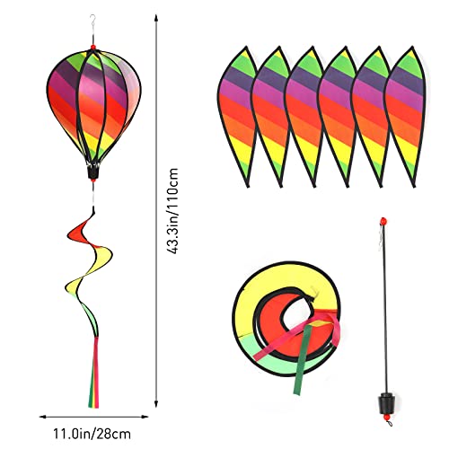 3 Pack Rainbow Hot Air Balloon Garden Wind Spinners Gay Pride Pinwheels Whirligigs Windmill Toys For Yard Decor Lawn Decorations Outdoor Whirlygig Windmills Wind Twister 43.3" L #TOP1