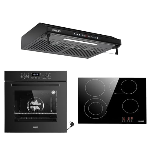 Kit de cuisinière autonome | Four encastrable de 60 cm | Plaque de cuisson 59 cm | Hotte 60 cm | Minuterie | Sécurité enfant | Barbecue | Air chaud | Aqua Clean