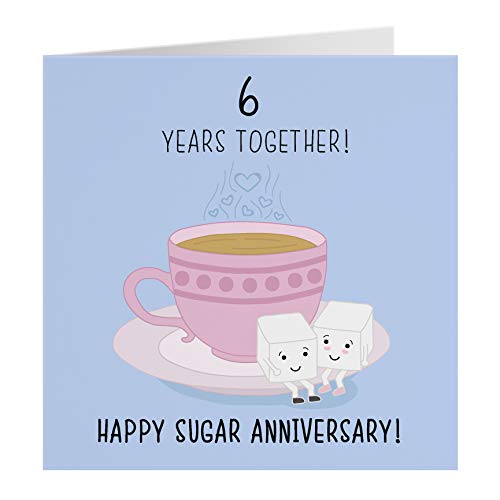 Hunts England, Large 6th Wedding Anniversary Card, Sugar Cubes, Happy Sugar Anniversary, 6 Years Together!, Iconic Collection