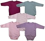KIDS STYLE Wickelbody Langarm Langarmbody Wickelbodies Baumwolle, Größe: 80, Farbe: SET 1 5er Pack Rosa Salbei