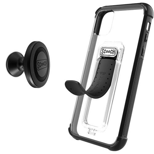 Scooch Wingman Kickstand Case Compatible with iPhone 11 Pro Max Case [10 ft Drop Protection] [Two-Way Stand] Bundled with Wingmount Magnetic Car Mount (Tuxedo Clear)