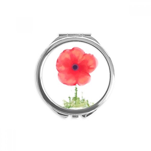 Miroir rond maquillage fleur pavot rouge compact petit miroir de poche fait main