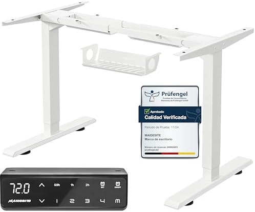 MAIDeSITe Mesa de pie eléctrica Ajustable en Altura 2 Patas Eleva...