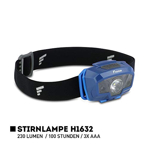 Favour Outdoor Stirnlampe LED Kopflampe IPX4 wasserdicht, Bewegungssensor mit Gestensteuerung, Verstellbarer Leuchtkopf, Luxeon TX LED, inkl. Batterien