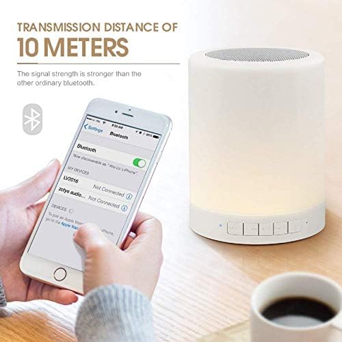 Touch Bedside Lamp with Bluetooth Speakers, Touch Sensor Control LED Night Light, Dimmable Warm Night Light & Colorful Lights, Portable USB Rechargeable Night Light