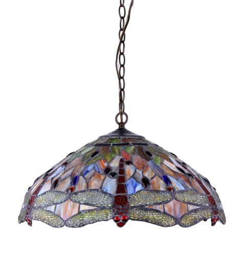 image for Chloe CH2825DB18-DH3 Tiffany-style Dragonfly 3-Light Ceiling Pendant F