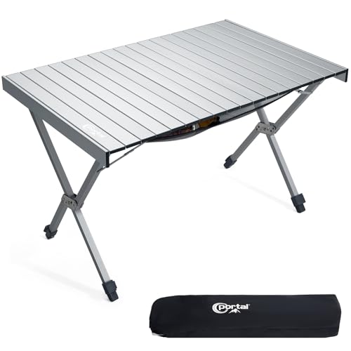 PORTAL Campingtisch faltbar Höhenverstellbar mit Netztasche Klapptisch...