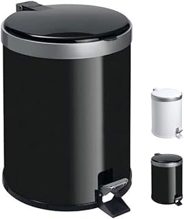 Viel – Lixeira com Pedal Corpo e Tampa em Polipropileno com Aro Prata 5L Preta | Abertura sem Contato com as Mãos | Praticidade e Elegância para Ambientes Compactos