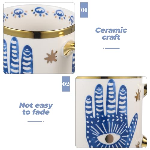 Beccalame Evil Eye Ceramics Coffee Mugs 12oz Perfect for Cappuccino Latte Tea Beer Hot and cold drinks, Coffee Cups for home and office, Dishwasher Safe (Palm) by Beccalame - Image 7