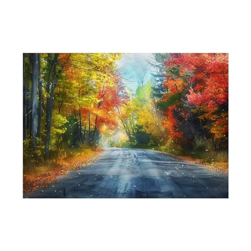 Impression sur toile paysage de route d'automne moderne 60x80cm sans cadre pour deco murale salon