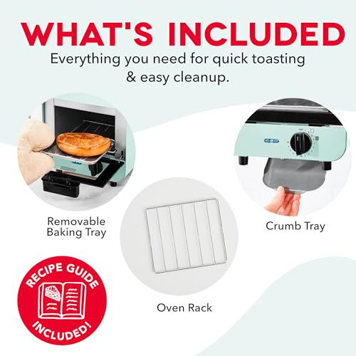 Dash Mini Toaster Oven - Sleek & Stylish - For Creative Homemade Treats - Compact, Space-Saving Design - adjustable temperature dial - Removable Baking Tray - Aqua by DASH - Image 7
