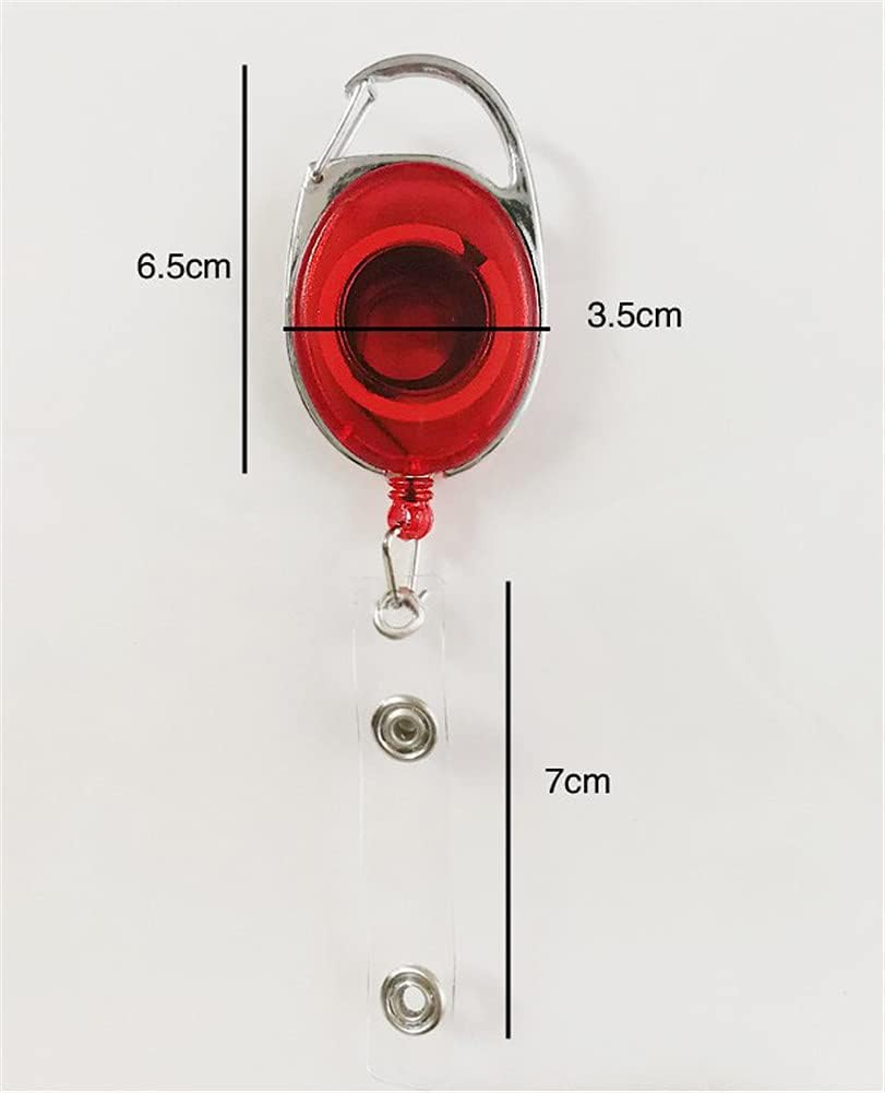 50PCS Retractable Badge Holder Reel ID Card Holder with Reel Clip Key Ring Anti-Lost Clip Key Chain 27 Inch Extended Reach Transparent Red