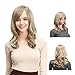 OneDor Full Head Beautiful Long Curly Wave Stunning Wig Charming Curly Costume Wigs with Fringe (24H613 Blonde Highlights)