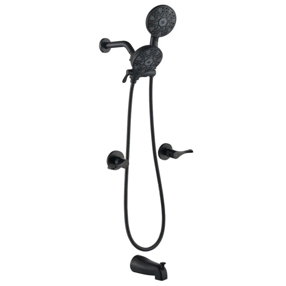 Double Handle 6-Spray Tub and Shower Faucet 2.5 GPM with Tub Spout and Handheld Combo in. Matte Black Valve Included HSMD-88073B