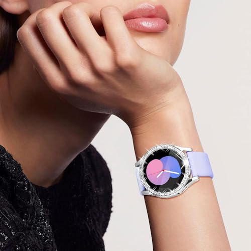 DEALELE [1+3 sztuki] Etui kompatybilne z Samsung Galaxy Watch 5/4 40 mm 44 mm, błyszczące diamentowe etui ochronne z ultracienkim szkłem hartowanym 9H, dla kobiet mężczyzn, 40 mm, przezroczyste