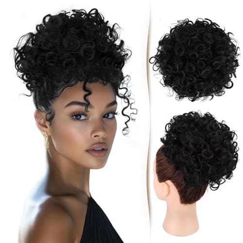 Sidaila Messy Bun Hair Piece for Women, 9 Inch Curly