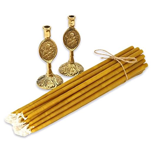 Theotokos Design Brass Candle Holders Set