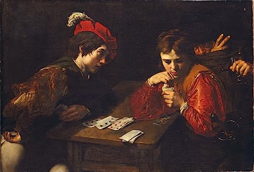 Affiches et gravures The Cardsharps Valentin de Boulogne impression sur toile déco salon 60x90cm