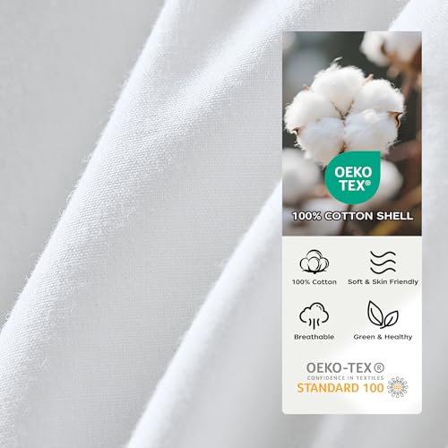puredown Goose Feather Down Fiber Comforter Oversized King Size, Lightweight 100% Cotton Duvet Insert Medium Warmth, Cloud Soft Hotel Luxury Collection Bedding Comforters White 116“x98 - Thumbnail 5