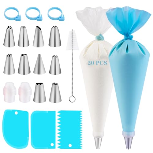 Set Pasticceria Professionale,40 PCS sac a Poche Riutilizzabile in Silicone Saccapoche per Dolci Beccucci in Acciaio Inox per Fai da Te E Decorazione di Torte