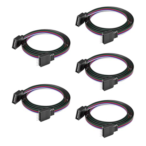 BTF-LIGHTING 5PIN 22AWG JST SM LED Connector 5pcs/Pack Male Female Connector with 0.5m Cable for PWM SMD FCOB RGBW LED Strip without Soldering Controller Wire