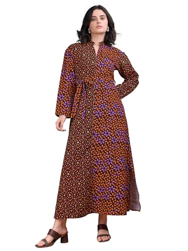 Image of PURVAJA Women's Mandarin Collar Cotton Blend Dress