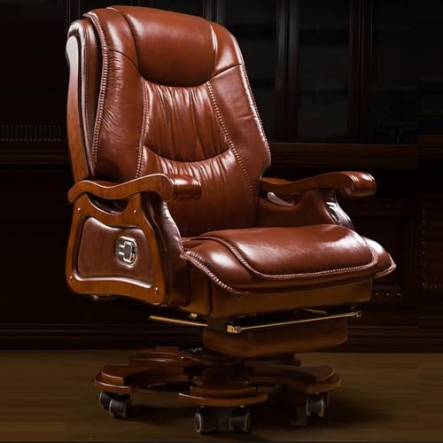 Image of Lakdi The Furniture High Back Director & Executive Chair for Office Luxury Design Made in Plyboard with Leatherette & Recliner & Footrest Best Ergonomic Office Chair - 111011319 Brown