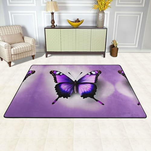 Tapis violet papillon super doux anti-froid pour chambre - 3