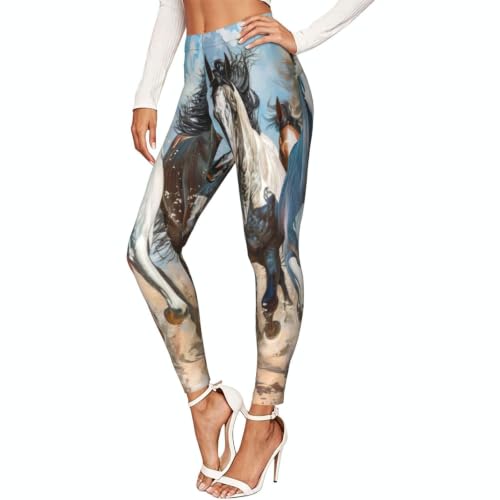 Leggings de caballos con estampado artístico mallas elásticas confort de longitud completa