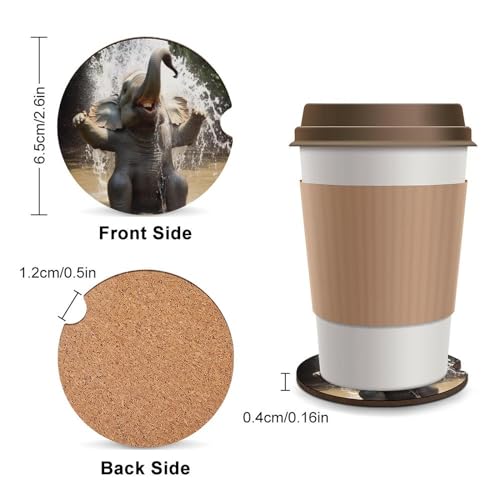 4 posavasos para auto con elefante sonriente 6.5 cm miniatura 2