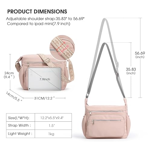 Image of Crossbody Bag for Women, Large Lightweight Nylon Shoulder Purse for Travel | Trendy Crossbody Purse with Roomy Multi-Pocket Design, Large Capacity, Waterproof for Everyday Use, Shopping, Work & Weekend