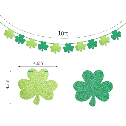 Image of St-Patricks Day Party-Decorations Shamrock Garland - 40ft Green Streamers Paper Banner, Saint Patty's Lucky Clover Spring Hanging Decor Hugfond