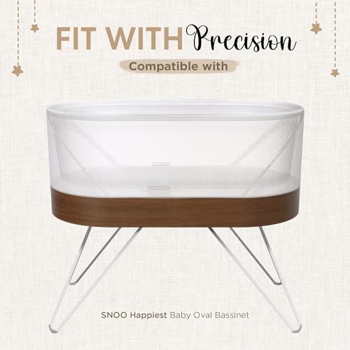 Image of Bassinet Fitted Sheets - Compatible with SNOO Happiest Baby Oval Bassinet | 100% Organic Muslin Cotton - Light Blue + Dark Blue | 30x16 (2 Pack)