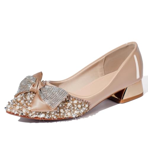 QXCGDYXT Apricot Chunky Heels