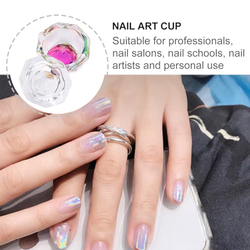 2 Pcs Octagonal Acrylic Nail Cup Glass Crystal Liquid Container miniatura 6