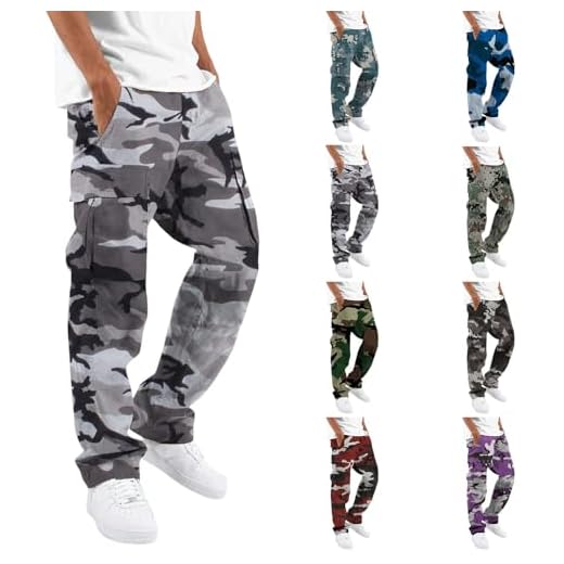 Pantalon cargo pour homme - Pantalon de survêtement camouflage pour la marche et le travail - Pantalon de combat militaire - Jambe droite - Pantalon de jogging tactique pour homme avec poches