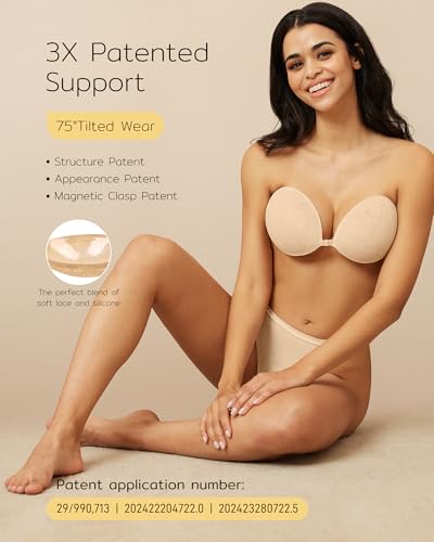 Image of Niidor Sticky Bra Invisible Stick on Bra Backless Strapless Women's Adhesive Bras Ladies Invisible Bras