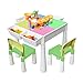 KORIMEFA Kindertisch mit Stühle Set 5 in 1 Kompatibles Multi Aktivitätstisch Set für Kinder Baustein Tisch Basteltisch für Kinder Baby (Mit 120 Stück Großen Blöcken, Candy)
