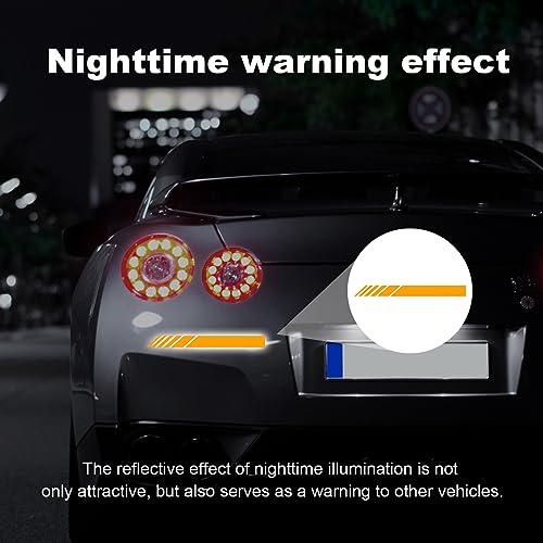 Image of Augeny 4 PCS Car Rear View Mirror Stickers, Waterproof Vinyl Auto Side Rearview Mirror Stripes, Universal Reflective Anti-Collision Striped Warning Decal for Most Vehicles (Yellow)