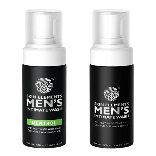 Intimate Wash for Men Gift Set with Tea Tree Oil and Menthol | pH Balanced Foaming Hygiene Washes | Prevents Itching, Irritation & Bad Odor (2 x 4.05 fl. oz.)