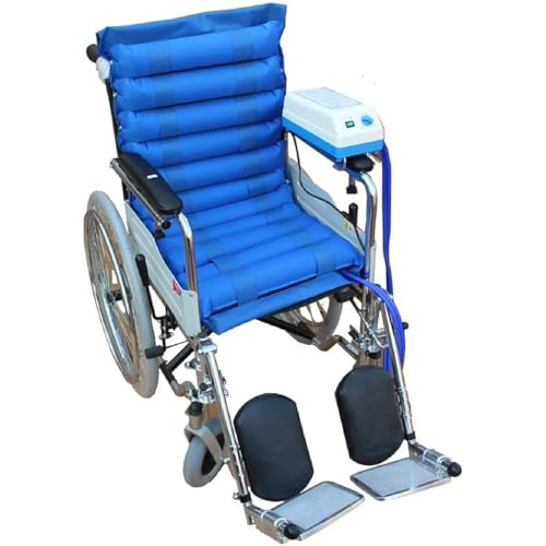 Colchón de aire de presión alterna para silla de ruedas, almohadilla inflable con bomba, ideal para prevención de úlceras por presión y alivio para pacientes postoperatorios, 100 cm x 48 cm x 7,5 cm
