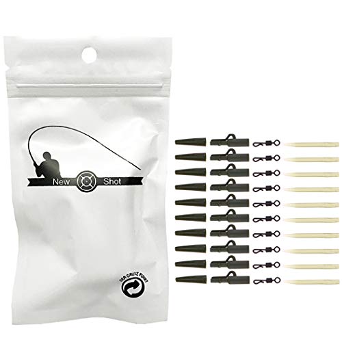 NEWSHOT 40 piezas de pesca de cambio rápido Swivels Rig Tube & Anti Enredo Mangas cola Cauchos Seguridad Plomo Clips Set
