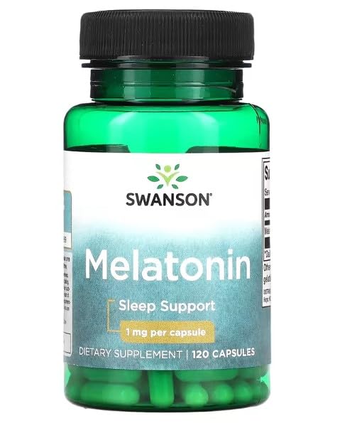 Swanson Melatonina 1mg - Suplemento para Sueño de Calidad y Regulación del Ciclo Circadiano - 120 Cápsulas