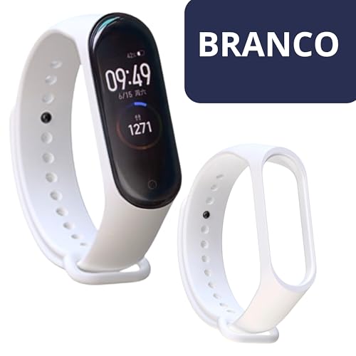 Kit 5 Pulseiras para MI Band 3 e 4 Cores Preto Azul Cinza Vinho Marsala Branco Bracelete Silicone Co