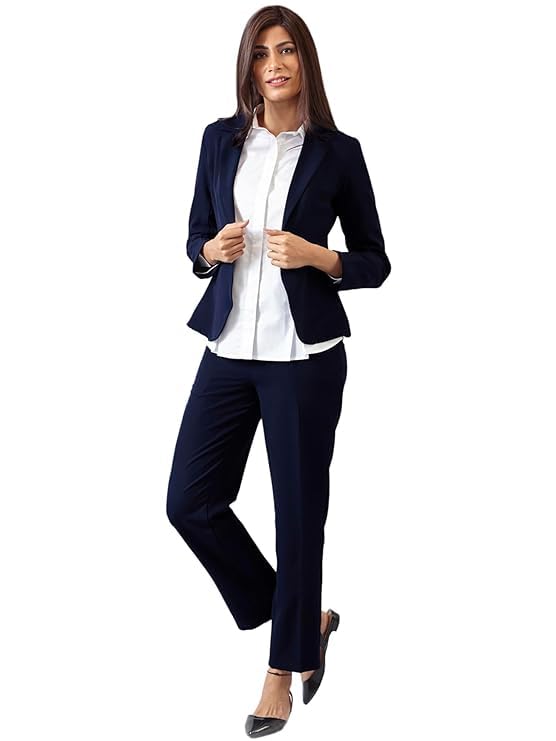 fablestreet Women's Polyester Essential Work Trousers Navy Blue-picture-49