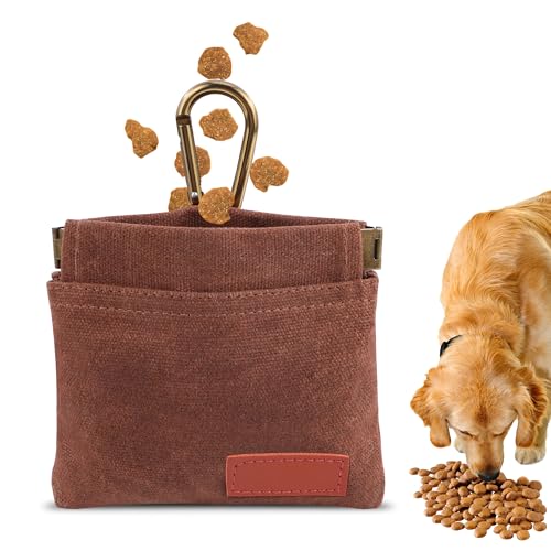 Leckerlibeutel für Hunde mit Automatischem Verschluss Freihändige Hundeleckerlitasche aus Robustem Material, Kleine Futterbeutel für Hundetraining mit Sicherheits-Karabiner