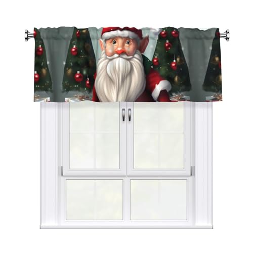 Cortinas con cenefa de ventana con estampado tradicional de gnomos navideños de 137 x 45 cm, para cocina, baño, lavandería, decoración del hogar