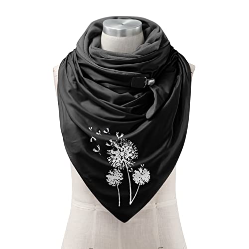 Bufanda de invierno para mujer, de algodón, estilo informal, con botón, suave, triangular, para invierno, otoño, invierno