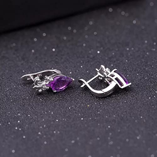 Boucles d'oreilles améthyste violette véritable 2.60CT clous d'oreilles pierres - 5