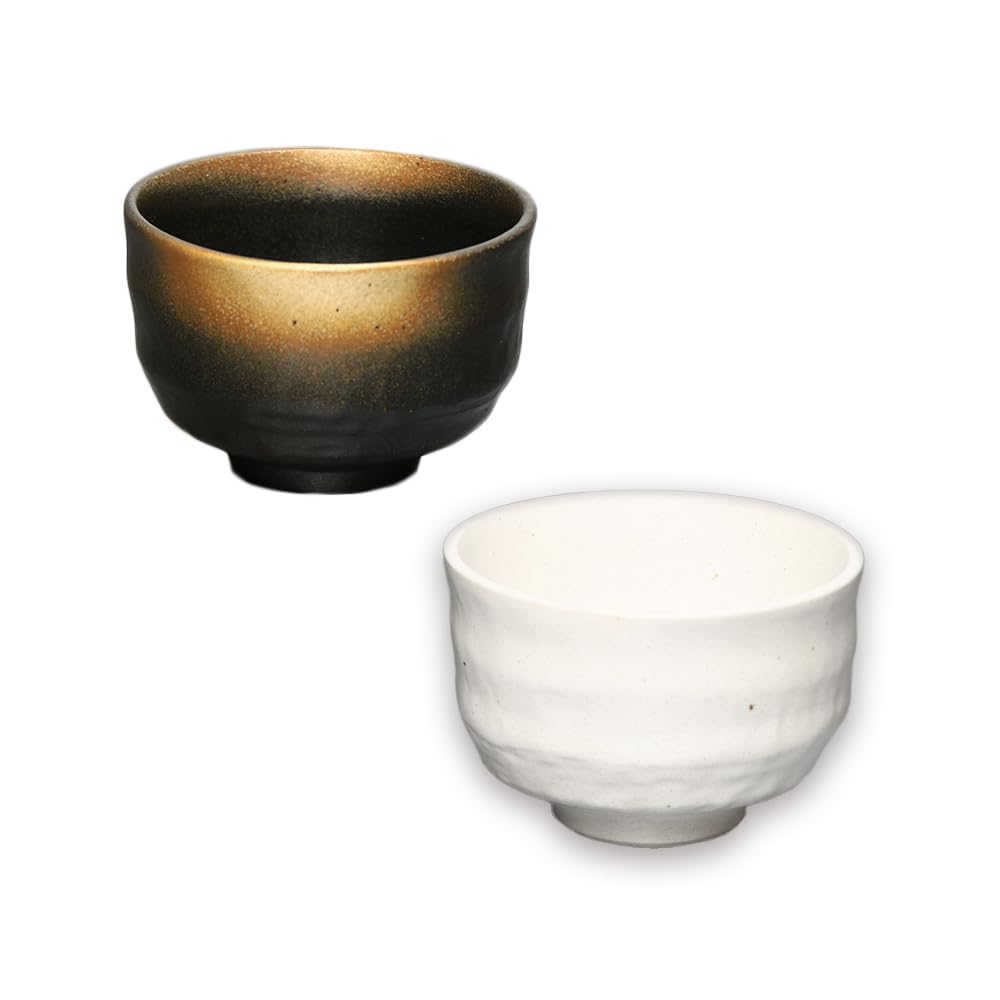Mino Ware Matcha Bowl Set of 2 Handled Chawan 3.9in 10oz Porcelain